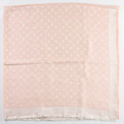 Louis Vuitton, 60% Silk / 40% Wool Pale Pink Shawl with Box
