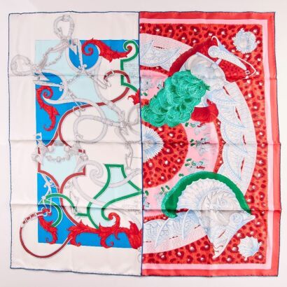 Herm&egrave;s, 100% Silk Plumets du Roy Scarf with Box