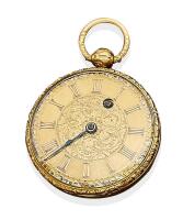 A Gentleman's gold openface pocket watch by Binns, Strand, London circa 1915. Key wind. 40mm. Gold dial with applied gold Roman numerals. Movement signed. 18ct yellow gold. London hallmarks. 