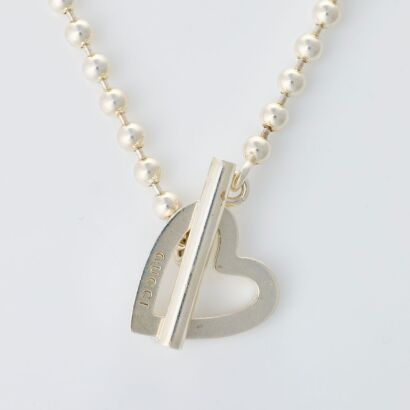 Gucci, Sterling Silver, Toggle Heart Ball Chain Necklace