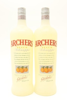 (2) Archers Finest Schnapps Peach, England, 23% ABV, 1000ml