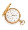 A Gentleman's gold full hunter pocket watch, Patek Philippe, circa 1911. Crown wind. 54mm. Movement number 166.093. Case number 271.245.&nbsp;White enamel dial, Breguet numerals, subsidiary seconds. Case mirror polished with coin edge. Case, dial and movement 