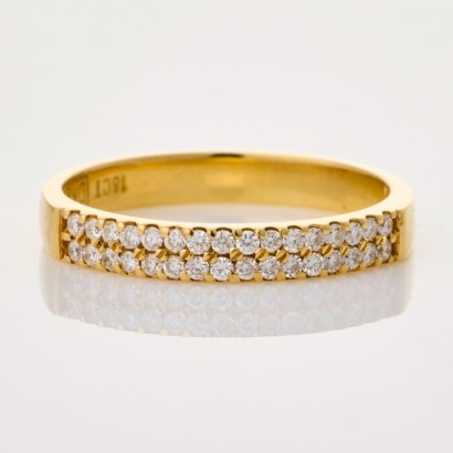 David Keefe, NZ Made, 18ct Yellow Gold, .16ct Round Brilliant Cut Diamond Wedding Ring