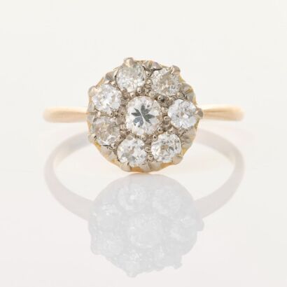 18ct Yellow / White Gold, Estate, .97ct Diamond Cluster Ring