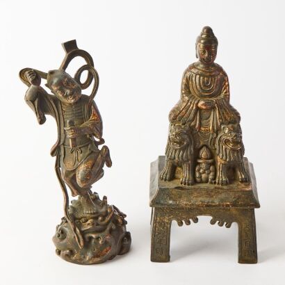 A Set of Two Chinese Qing Dynasty Bronze Buddha Statutes