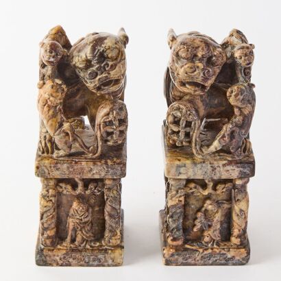A Chinese 20th Century Soapstone Carved Lion Ornament