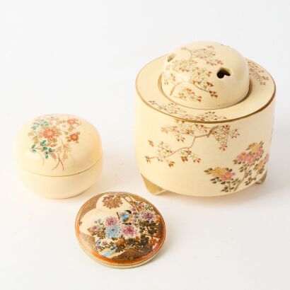A Group of Three Japanese 20th Century Satsuma Objects