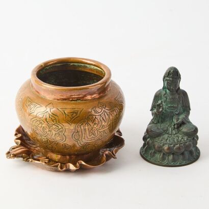 A Group of Three Chinese Tibetan Bronze Items