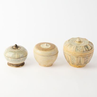 A Group of Three South Asian Small Covered Jars