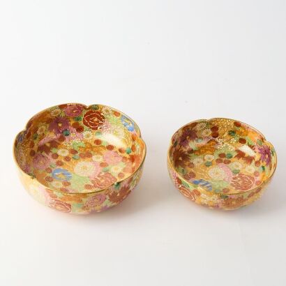 A Set of Two Japanese 20th Century Satsuma &lsquo;Floral&rsquo; Bowls