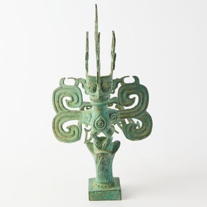 A Chinese Reproduction of a Bronze Deity Figure