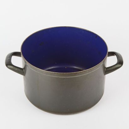A Vintage Black Enamel Casserole