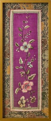 A Group of Four Chinese 19th Century Qing Dynasty Embroidered Panels