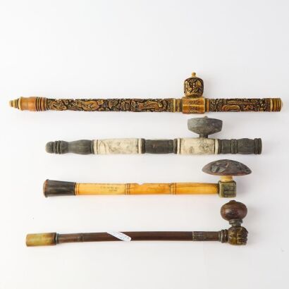 A Group of Four Chinese Opium Pipes