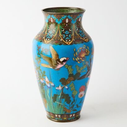 A Japanese Meiji Period Cloisonn&eacute; Enamel &lsquo;Bird and Flower&rsquo; Vase