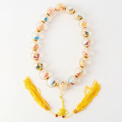 A Chinese Beijing Glass Inside-Painted &lsquo;Buddhist&rsquo; Bead Necklace