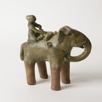 Asian Celadon-glazed Elephant Ornament (Restoration)