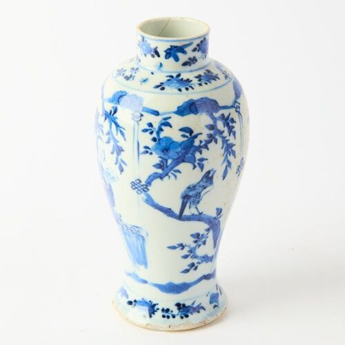 A Chinese Late Qing Blue and White &lsquo;Figures&rsquo; Vase