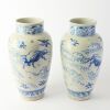 A Pair of Chinese Blue and White &lsquo;Animal&rsquo; Vases