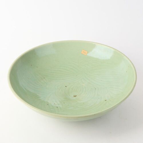 A Chinese Late Ming To Early Qing Celadon-glazed Carved Charger