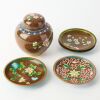 A Chinese 20th Century Cloisonn&eacute; Jar and Cover and A Group of Four Small Dishes