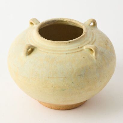 A South Asian 14th Century White-glazed Four-handled Jar