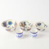 . A Group of Five Chinese 20th Century Blue and White &lsquo;Gilded Butterflies&rsquo; Bowls and Cups