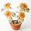 A Pair of Chinese Coloured Glass and Jade Floral Potted Arrangements - 2