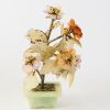A Pair of Chinese Coloured Glass and Jade Floral Potted Arrangements - 3