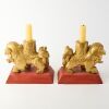 A Pair of Chinese Gilt-lacquered Wooden Lion Figures - 2