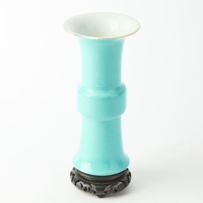 A 19th Century Chinese Turquoise-glazed Vase, GU (Da Ming Xuande Mark)