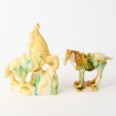 A Set of Two Chinese Sancai-glazed Pottery Horses