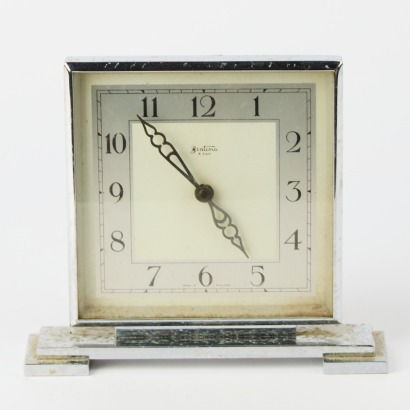 An Art Deco Chrome Mantle Clock