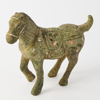 A Chinese Cloisonn&eacute;-enamelled Bronze Horse
