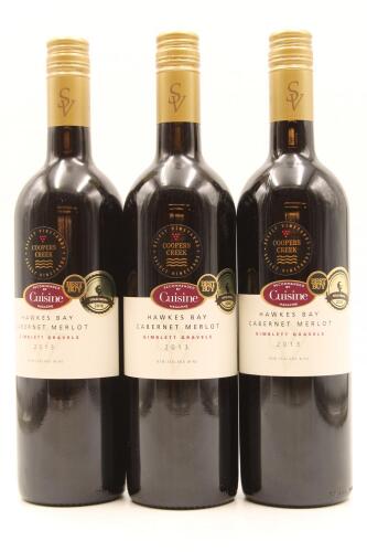 (3) 2013 Coopers Creek Select Vineyards Cabernet Merlot, Gimblett Gravels