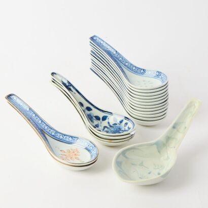 A Group of Chinese 20th Century Blue and White Spoons