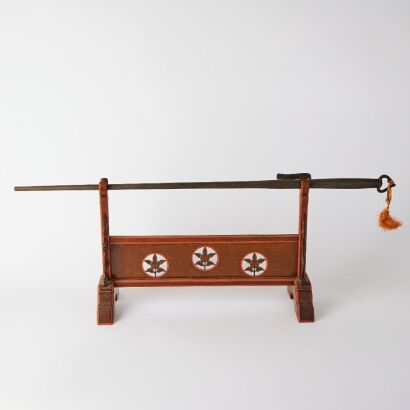 A Japanese Old Weapon (with Original Wooden Stand)
