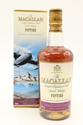 (1) The Macallan Travel - Decades 'Fifties' Series Single Malt Scotch Whisky, Highlands, 40% ABV, 500ml (GB)