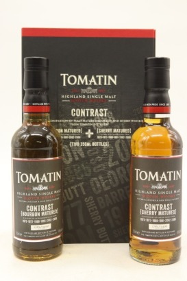 (1) Tomatin Contrast Sherry & Bourbon Matured Twin Pack Single Malt Scotch Whisky, 375ml, 46% ABV (GB)