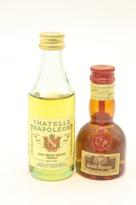 (1) Chatelle Napoleon Brandy & Grand Marnier Miniatures, 2 Bottles Sold as 1 Lot