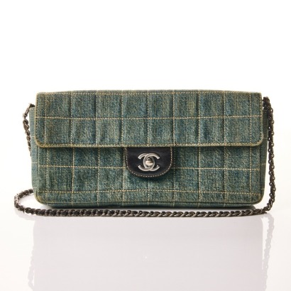 Chanel, Blue Denim East West Chocolate Bar Flap Bag