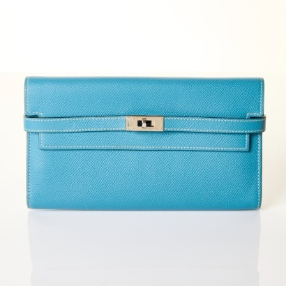 Herm&egrave;s, Blue Jean Epsom Kelly Longue Wallet
