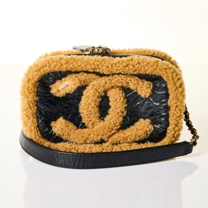Chanel, CC Mania Shiny Crumpled Sheepskin Shearling Waist Bag