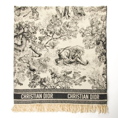 Christian Dior, Toile De Jouy, 57% Cashmere / 43% Virgin Wool Throw Blanket