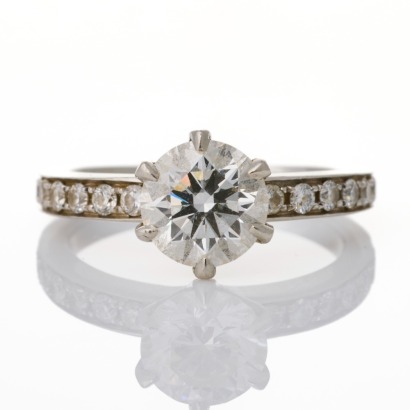 Partridge Jewellers, Platinum, 1.20ct Round Brilliant / .25ct Diamond Ring, GIA certified