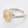 Village Goldsmith, Platinum / 18ct Yellow Gold, 1.30ct Cushion cut Fancy Yellow Diamond / .59ct Cluster Ring, GIA certified - 2