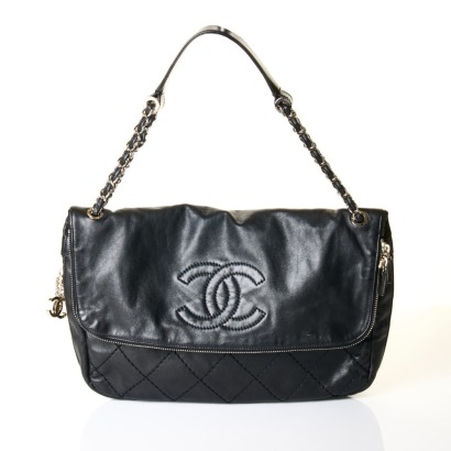 Chanel, Black Lambskin Large Wild Stitch Expandable Ligne Bag