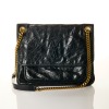 Yves Saint Laurent, Black Crinkled Leather Nikki Shoulder Bag