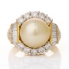 18ct Yellow Gold, 1.68ct Diamond / Cultured South Sea Pearl Cluster Ring