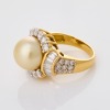 18ct Yellow Gold, 1.68ct Diamond / Cultured South Sea Pearl Cluster Ring - 2
